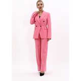 Erkek Yaka Çapraz Ceket & Bol Paça Pantolon-Pembe - 36