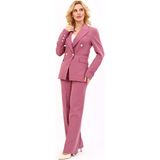 Erkek Yaka Çapraz Ceket & Bol Paça Pantolon-Rose - 50