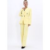 Erkek Yaka Çapraz Ceket & Bol Paça Pantolon-Sarı - 40