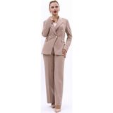 Erkek Yaka Çapraz Ceket & Bol Paça Pantolon-Taş - 36