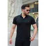 Erkek Yakalı Arma Detaylı Kısa Kollu Tişört - Siyah - 2XL