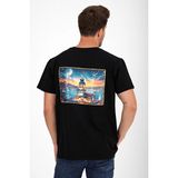 Erkek Yapay Zeka Tasarım Sırt Aplike Özel Baskılı %100 Pamuklu Penye Regular Fit T-Shirt (Kızkulesi) - Siyah - XL