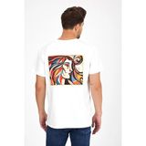 Erkek Yapay Zeka Tasarım Sırt Aplike Özel Baskılı %100 Pamuklu Penye Regular Fit T-Shirt (Pikasso) - Beyaz