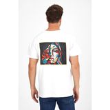Erkek Yapay Zeka Tasarım Sırt Aplike Özel Baskılı %100 Pamuklu Penye Regular Fit T-Shirt (Pikasso2) - Beyaz - XL