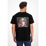 Erkek Yapay Zeka Tasarım Sırt Aplike Özel Baskılı %100 Pamuklu Penye Regular Fit T-Shirt (Pikasso2) - Siyah