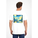 Erkek Yapay Zeka Tasarım Sırt Aplike Özel Baskılı %100 Pamuklu Penye Regular Fit T-Shirt (Vankogh) - Beyaz - XL