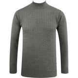 Erkek Yarım Balıkçı Kazak Desenli Çelik Örgü Klasik Kalıp - 5204B - Gri - 2XL