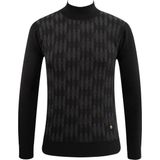 Erkek Yarım Balıkçı Kazak Desenli Çelik Örgü Klasik Kalıp - 5207B - Siyah - XL