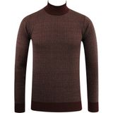 Erkek Yarım Balıkçı Kazak Desenli Çelik Örgü Regular Kalıp - 5206B - Bordo - 2XL