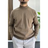 Erkek Yarım Balıkçı Normal Kalıp Kazak Kahverengi EDW409