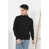 Erkek Yarım Balıkçı Yaka Triko Kazak - Siyah - XL