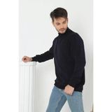 Erkek Yarım Balıkçı Yaka Triko Kazak - XL - Lacivert