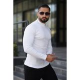 Erkek Yarım Boğazlı Triko Kazak - Beyaz - Standart