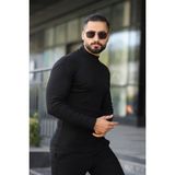 Erkek Yarım Boğazlı Triko Kazak - Siyah - Standart