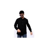 Erkek Yarım Düğmeli Gömlek Yaka Tunik-Siyah HMD0007