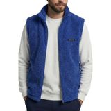 Erkek Yelek İçi Şardonlu Sherpa Peluş Yelek Tam Fermuarlı Cepli Kuzu Outdoor Yelek İndigo S