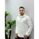 Erkek Yeni Sezon Süet Çıt Çıtlı Ceket Gömlek - Beyaz