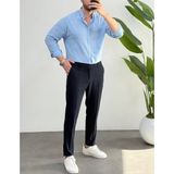 Erkek Yeni Sezon Trend Louıs Kumaş Terletme Yapmayan Vücuda Yapışmayan Oversize Gömlek - Bebe Mavisi - XL