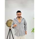 Erkek Yeni Sezon Ütü Gerektirmeyen Krinkıl Gömlek - Gri - XL