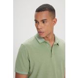 Erkek Yeşil-Açık Pembe-Saks 3'lü Çekmeyen Pamuklu Slim Fit Dar Kesim Kıvrılmaz Polo Yaka Tişört