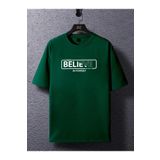 Erkek Yeşil Always Believe Baskılı Oversize T-shirt
