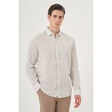 Erkek Yeşil Keten Trend Dynamic Fit Britli Yaka Gömlek - 2XL