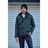 Erkek Yeşil Pamuk Polyester Karışımlı Kürklü Çıkartılabilir Kapüşonlu Mont&kaban - XL