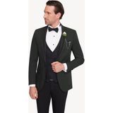 Erkek Yeşil Slim Fit Şal Yaka Yelekli Damatlık - 62 / 6