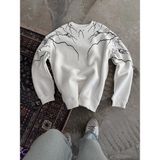Erkek Yıldırım Baskılı Bisiklet Yaka 3 Iplik Pamuklu Sweatshirt - Beyaz