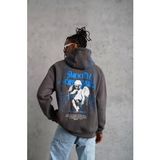 Erkek Yıldırım Baskılı Kapşonlu Sweatshirt - Gri