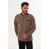 Erkek Yıldızlı Patlı Kahverengi Pijama Takımı 8033