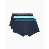 Erkek Yumuşak Pamuk İçerikli Elastik Marka Logo Bantlı 3'lü Lacivert Boxer EM000259 AF10779-MB139