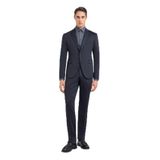 Erkek Yün Karışımlı Jarse Kumaş Slim Fit Tek Düğmeli Düz Paça Lacivert Takım Elbise EM000479 TE11061-UB109