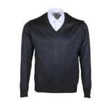 Erkek Yünlü Kazak V Yaka Normal Klasik Kesim Füme RAR00371 Füme-3XL