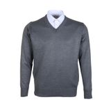 Erkek Yünlü Kazak V Yaka Normal Klasik Kesim Gri RAR00374 Gri 2XL