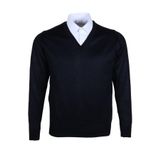 Erkek Yünlü Kazak V Yaka Normal Klasik Kesim Lacivert RAR00372 Lacivert 3XL
