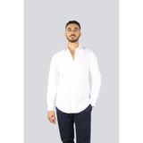 Erkek%100 Pamuk Normal Kesim Kolları Şark Logo Şeritli Uzun Kollu Beyaz Gömlek 25413507-010