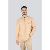 Erkek%100 Pamuklu Logo Desenli Uzun Kollu Bej Gömlek 50545572-260
