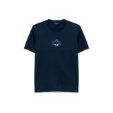 Erkek%100 Pamuklu Normal Kesim Shark Logolu Kısa Kollu Mavi T-Shirt 25411084-013