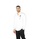 Erkek%100 Pamuklu Regular Fit Göğüste Logo Desenli Uzun Kollu Beyaz Gömlek 25413532-010