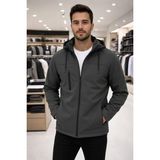 Erkekçıkarılabilir Kapüşonlu ,rüzgar ve Yağmura Dayanıklı Softshell Mont - Antrasit