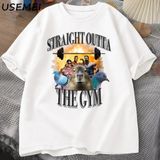 Erkekler Için Düz Spor T Shirt Dışında Capybara T Shirt Egzersiz Pamuk Kısa Kollu Tshirt Unis 3071 - Beyaz