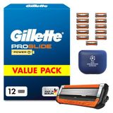 Erkekler İçin Gillette Proglide Power Tıraş Bıçakları, 12 Yedek Bıçak, Siyah - Islak Tıraş Makinesi, İnanılmaz Temizlik Ve Konfor İçin Bıçaklardan Önce Ve Sonra 2 Adet Kayganlaştırıcı Şerit