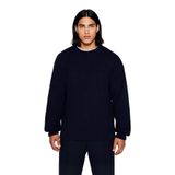 Erkekler İçin Gri Oversize Bisiklet Yaka Düz Triko Kazak Günlük Giyimde Konforlu Şık Tasarım -Lacivert-2XL