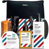 Erkekler İçin Sakal Bakım Seti Sapiens Barbershop - Organik Sakal Yağı, Organik Sakal Kremi, Tıraş Jeli İçeren Erkek Sakal Seti - Jilet, Sakal Fırçası, Sakal Tarağı, Sakal Şablonu, Makyaj Çantası