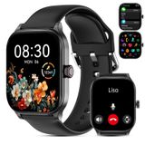 Erkekler Kadınlar için Akıllı Saat (Cevap/Çağrı Yap), Kalp Hızı/SpO2/Uyku/Stres Monitörlü Akıllı Saatler, Android iPhone için IP68 Su Geçirmez Aktivite İzleyici, 100+ Spor Fitness Saati (Siyah, 2 inç)