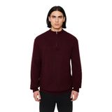Erkeklerin Soğuk Havalar İçin İdeal Regular Kalıp Akrilik Düz Triko Fermuarlı Kazak Kaliteli -Bordo-3XL