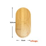 ERKUGO 2 Adet Bambu 2 Bölmeli Yağdanlık Altlığı, Yağdanlık Standı, Sosluk Standı Kahverengi