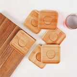 Erkugo 6’lı Bambu Kare Çay Tabağı Seti 10X10 cm – Doğal Ahşap Görünümlü Servis Tabakları - Bej - 6 Parça