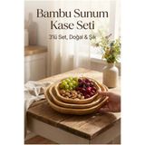 ERKUGO Bambu 3’lü Salata Kasesi, Daisy Sunum Kasesi, Dekoratif Kase, Dalgalı Kase, İskandinav Kase Seti